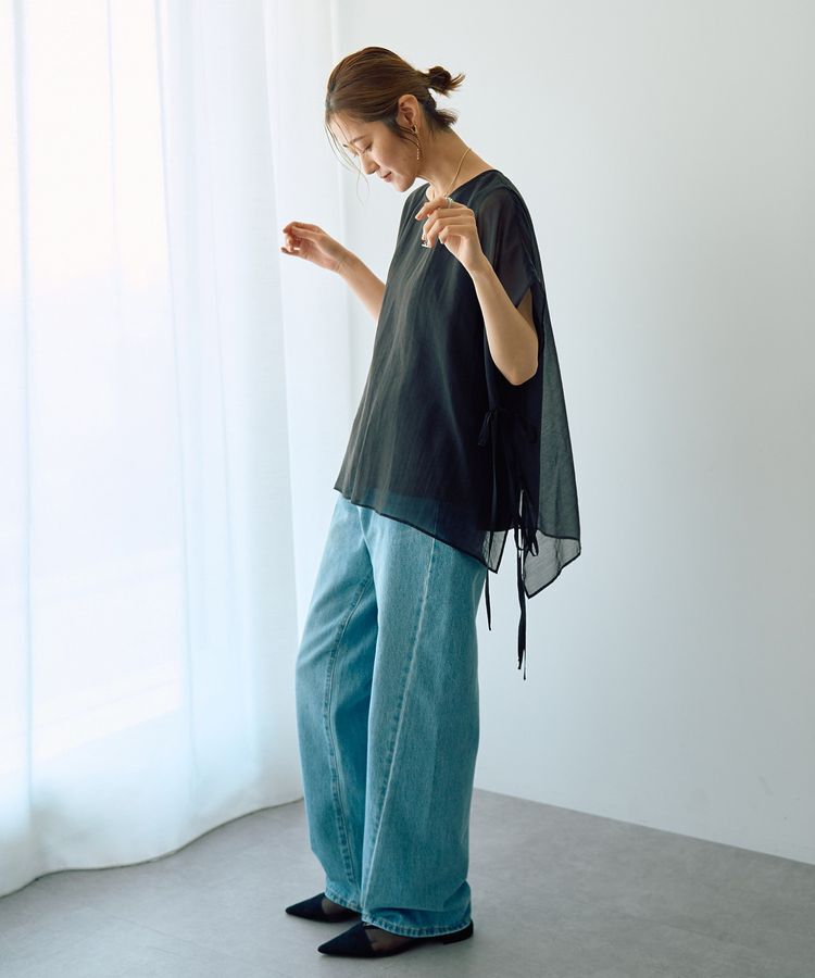 YECCA VECCA「サイドリボンシアーレイヤードプルオーバー」|Tシャツ・カットソー|