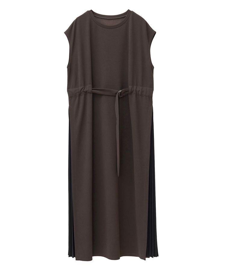 YECCA VECCA「ベルテッドプリーツ切替ワンピース」|ワンピース|