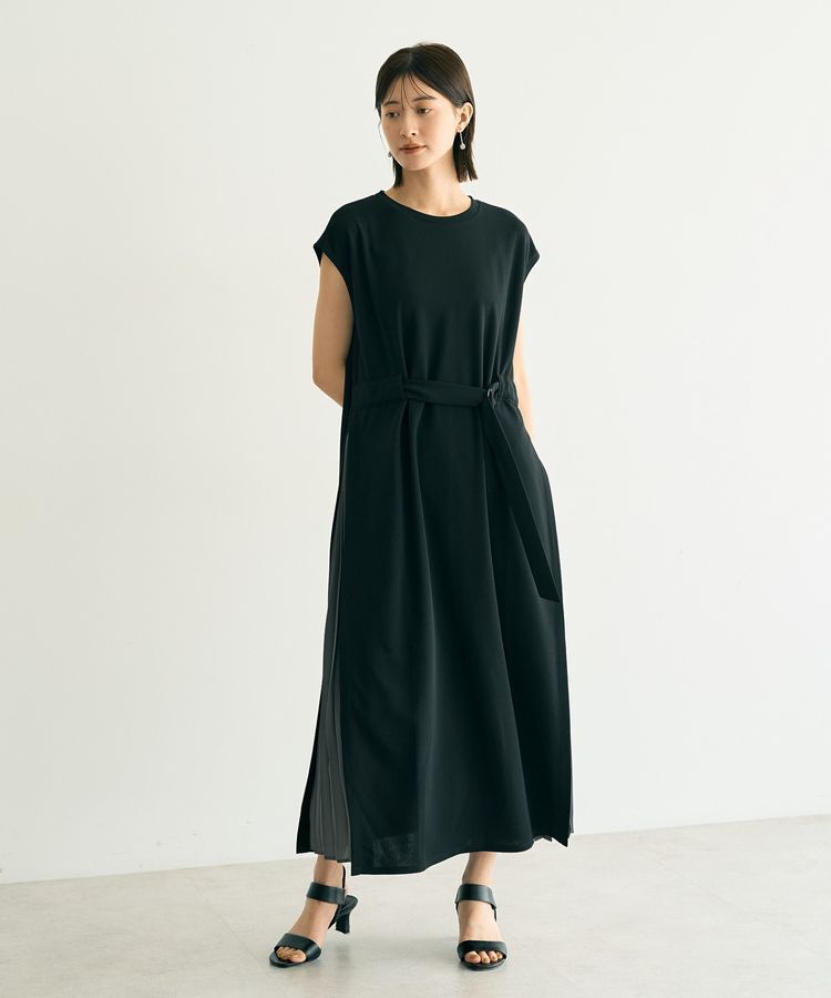 YECCA VECCA「ベルテッドプリーツ切替ワンピース」|ワンピース|