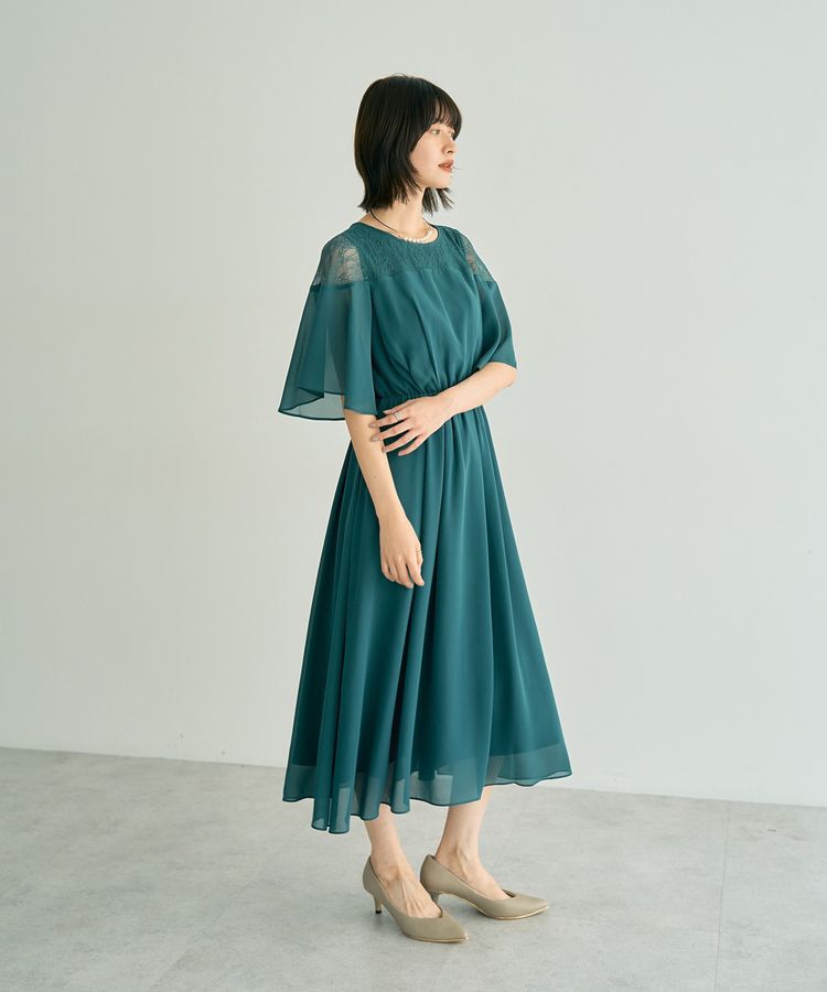 YECCA VECCA「レース切替シフォンドレス」|ワンピース|Blue Green