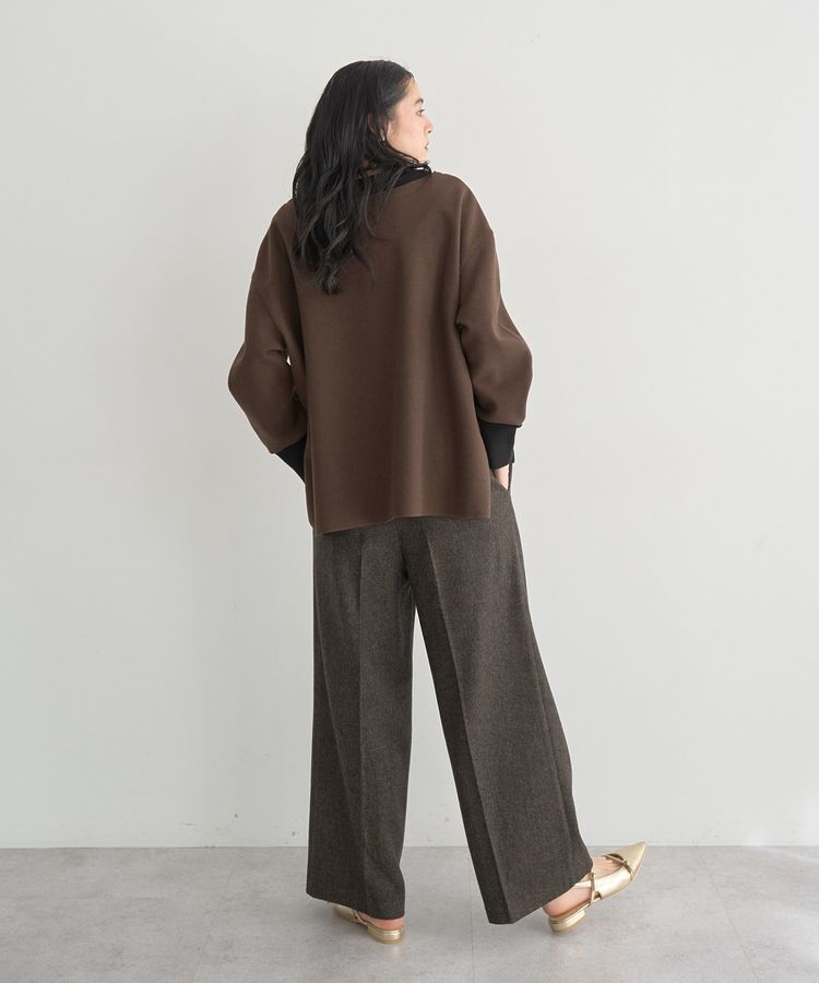 YECCA VECCA「ニット切替メルトンVネックカーディガン」|カーディガン|