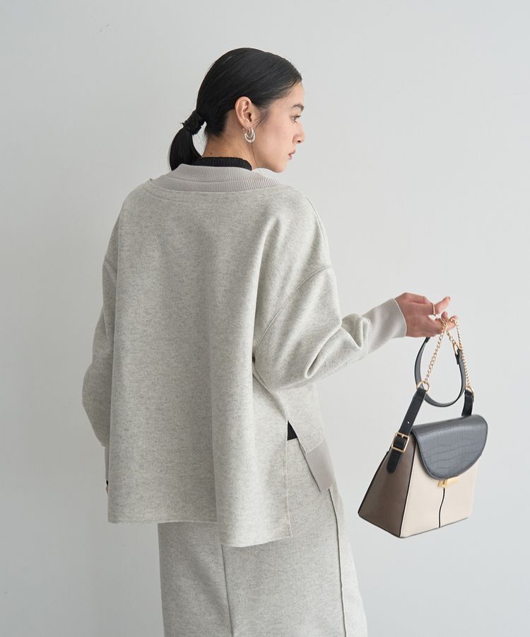 YECCA VECCA「ニット切替メルトンVネックカーディガン」|カーディガン|