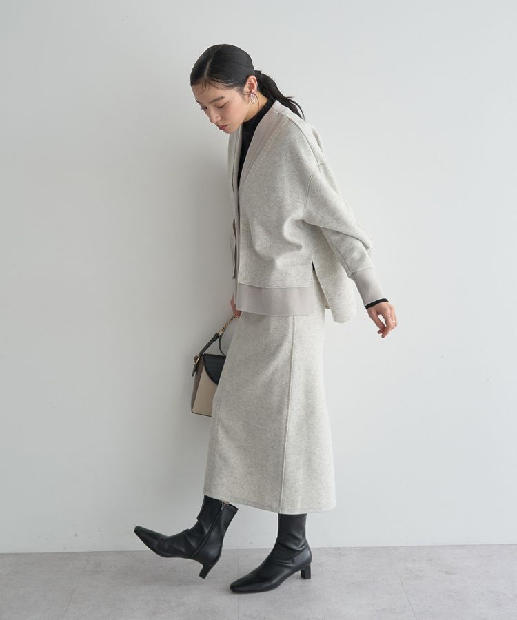 YECCA VECCA「ニット切替メルトンVネックカーディガン」|カーディガン|