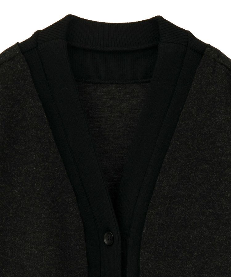 YECCA VECCA「ニット切替メルトンVネックカーディガン」|カーディガン|