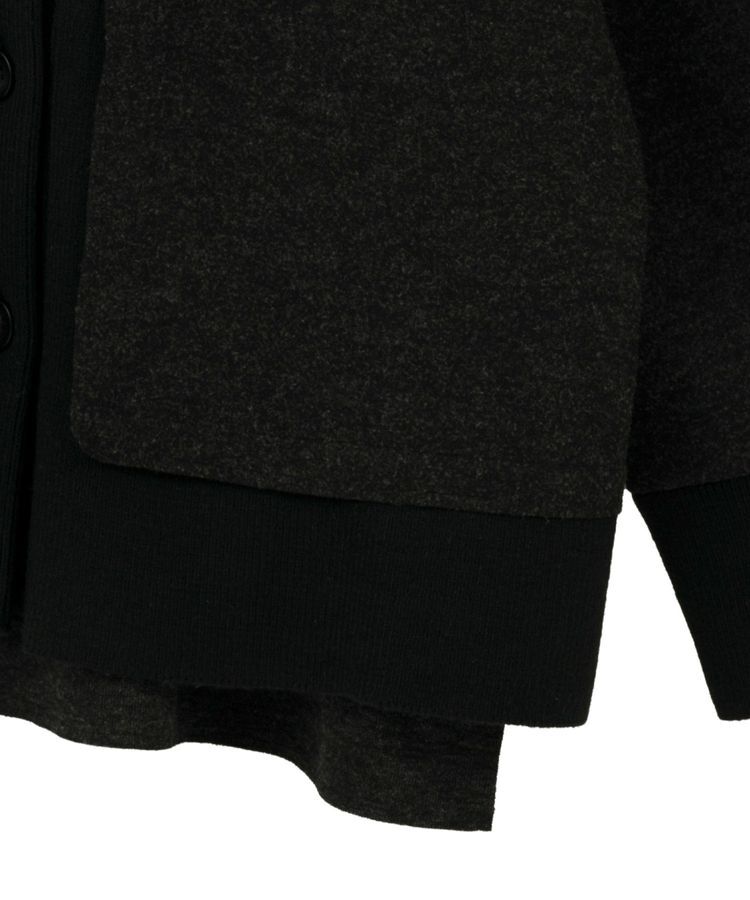 YECCA VECCA「ニット切替メルトンVネックカーディガン」|カーディガン|