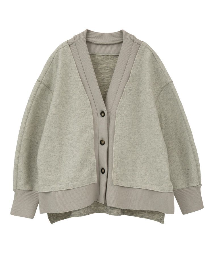 YECCA VECCA「ニット切替メルトンVネックカーディガン」|カーディガン|