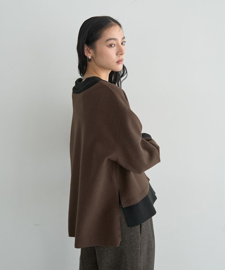 YECCA VECCA「ニット切替メルトンVネックカーディガン」|カーディガン|