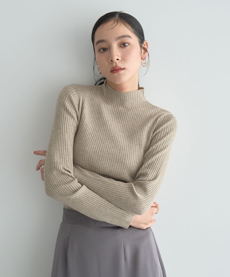 YECCA VECCA「ラメ混ハイネックリブニット」|ニット・セーター|Beige
