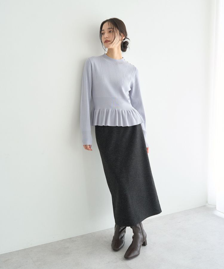 YECCA VECCA「金釦ペプラムニット」|ニット・セーター|