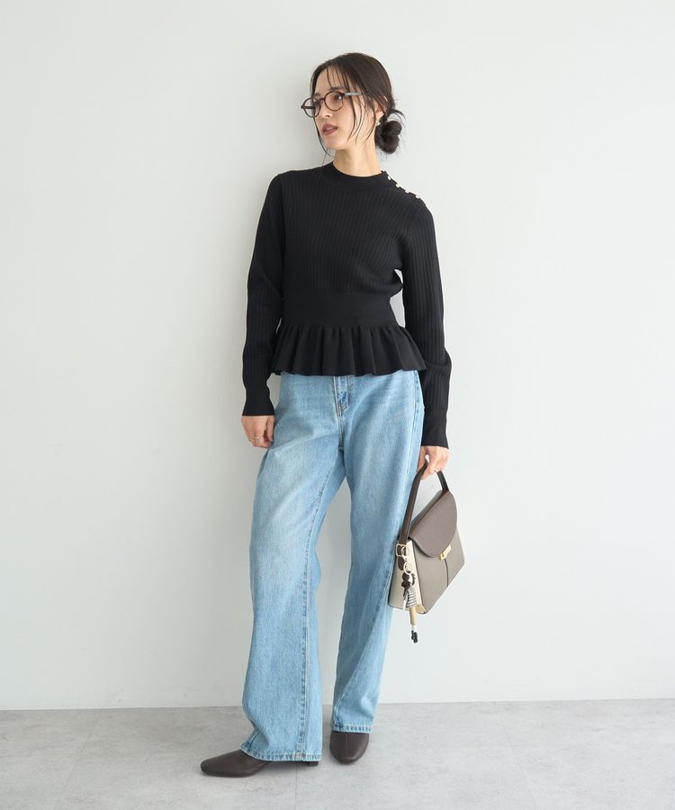 YECCA VECCA「金釦ペプラムニット」|ニット・セーター|