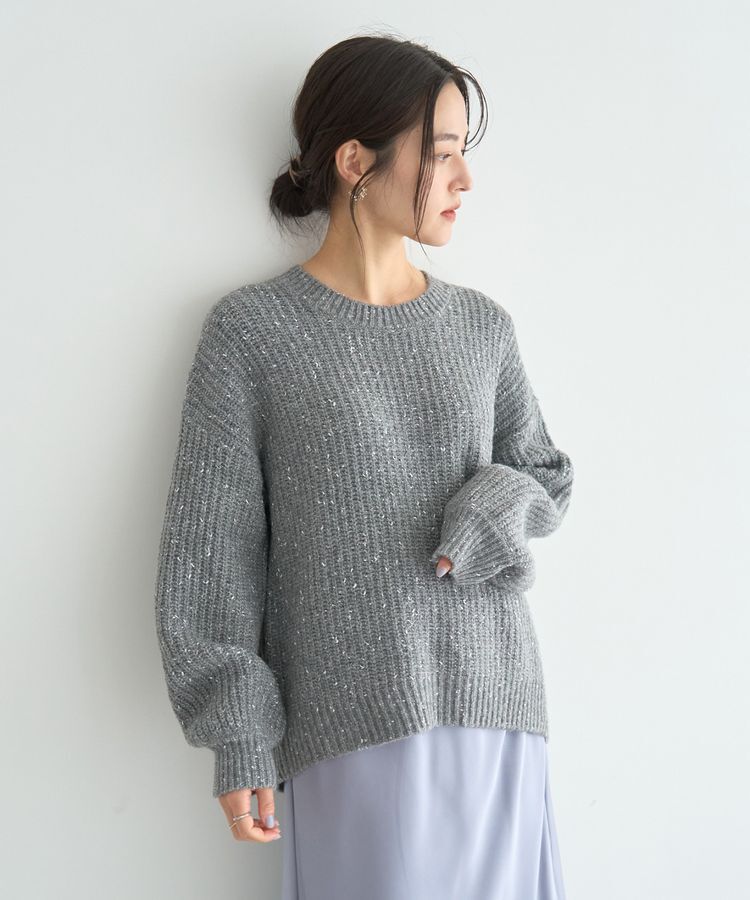 YECCA VECCA「ラメMIX畦編みニット」|ニット・セーター|Gray