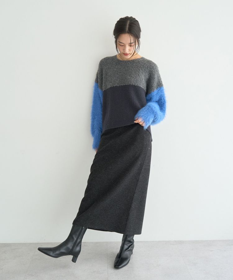 YECCA VECCA「素材MIX配色デザインニット」|ニット・セーター|