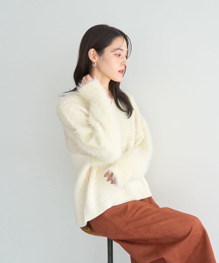 YECCA VECCA「素材MIX配色デザインニット」|ニット・セーター|