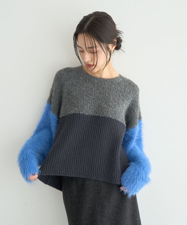 YECCA VECCA「素材MIX配色デザインニット」|ニット・セーター|