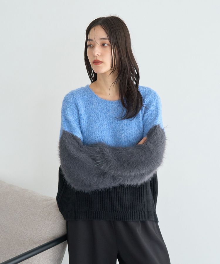 YECCA VECCA「素材MIX配色デザインニット」|ニット・セーター|