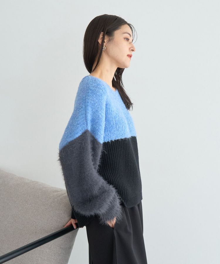 YECCA VECCA「素材MIX配色デザインニット」|ニット・セーター|