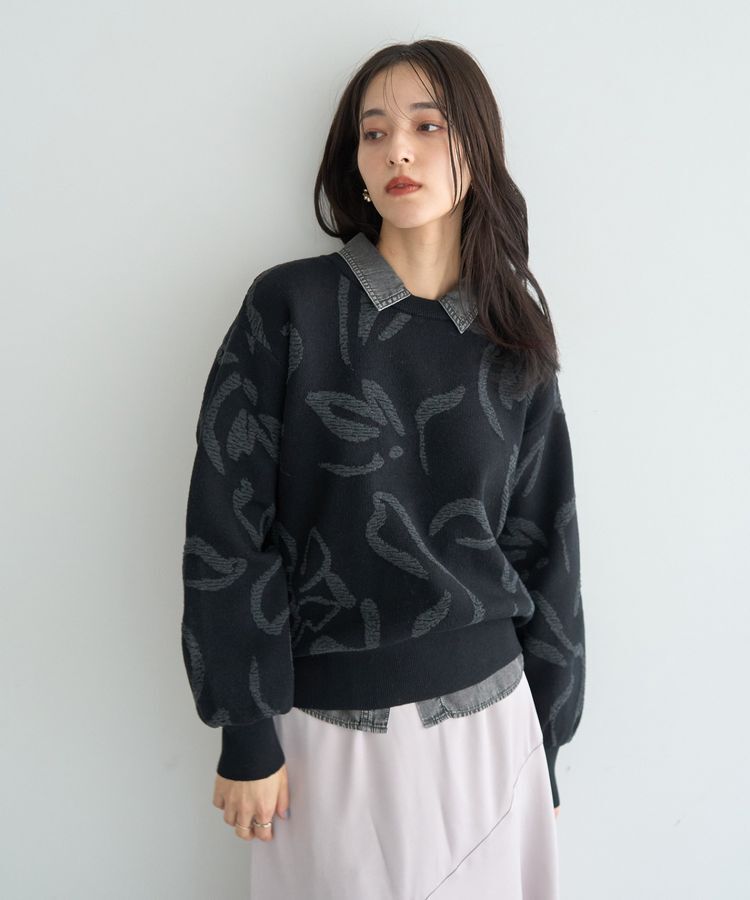 YECCA VECCA「アート柄ふくれジャガードニット」|ニット・セーター|