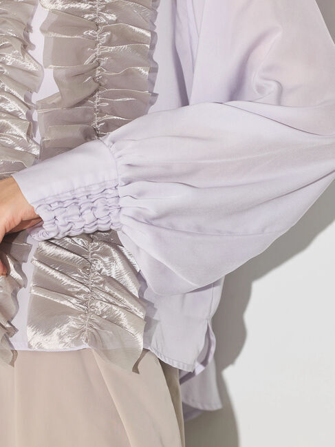 GARAGE OF GOOD CLOTHING「異素材フリル&times;サテンブラウス」|シャツ・ブラウス|