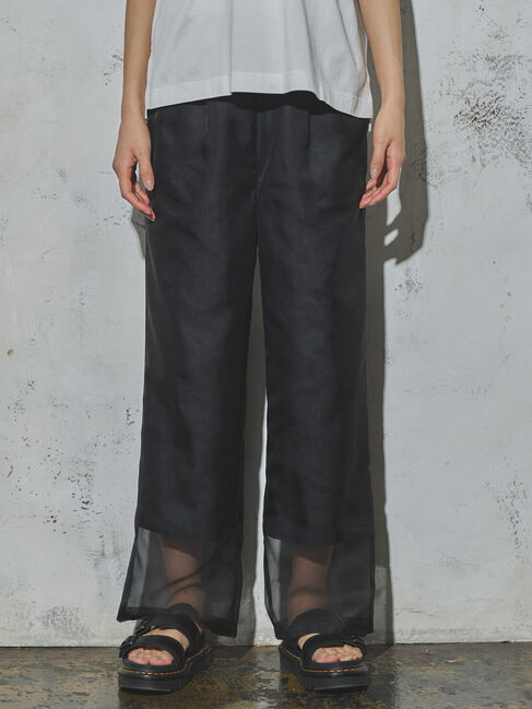 GARAGE OF GOOD CLOTHING「オーガンジータックワイドパンツ」|その他|Black