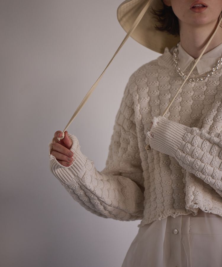 GARAGE OF GOOD CLOTHING「ショート丈ダメージニットプルオーバー」|ニット・セーター|