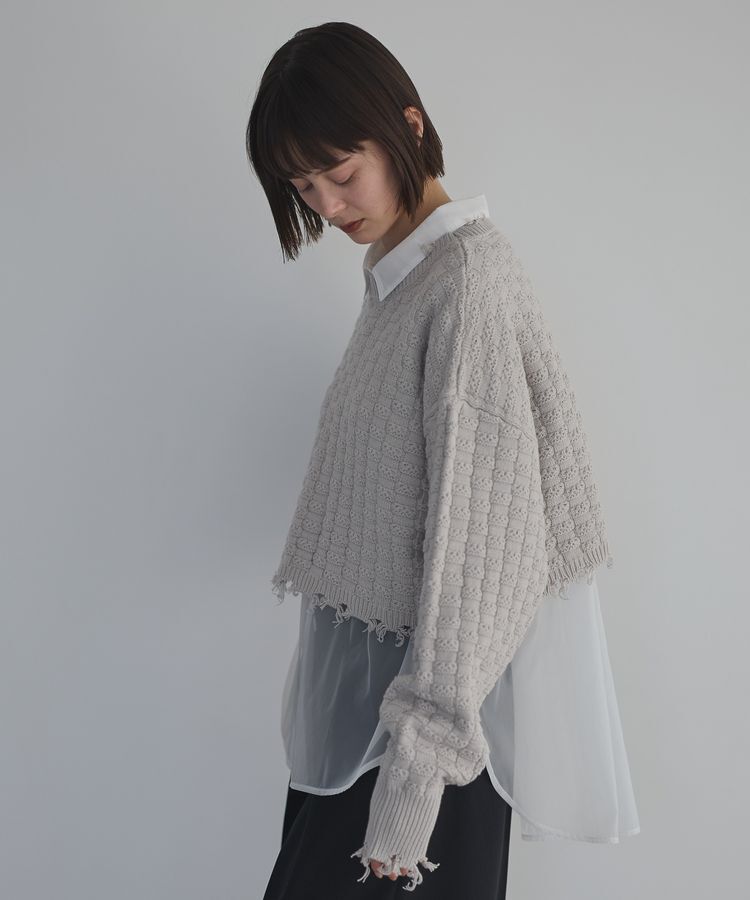 GARAGE OF GOOD CLOTHING「ショート丈ダメージニットプルオーバー」|ニット・セーター|