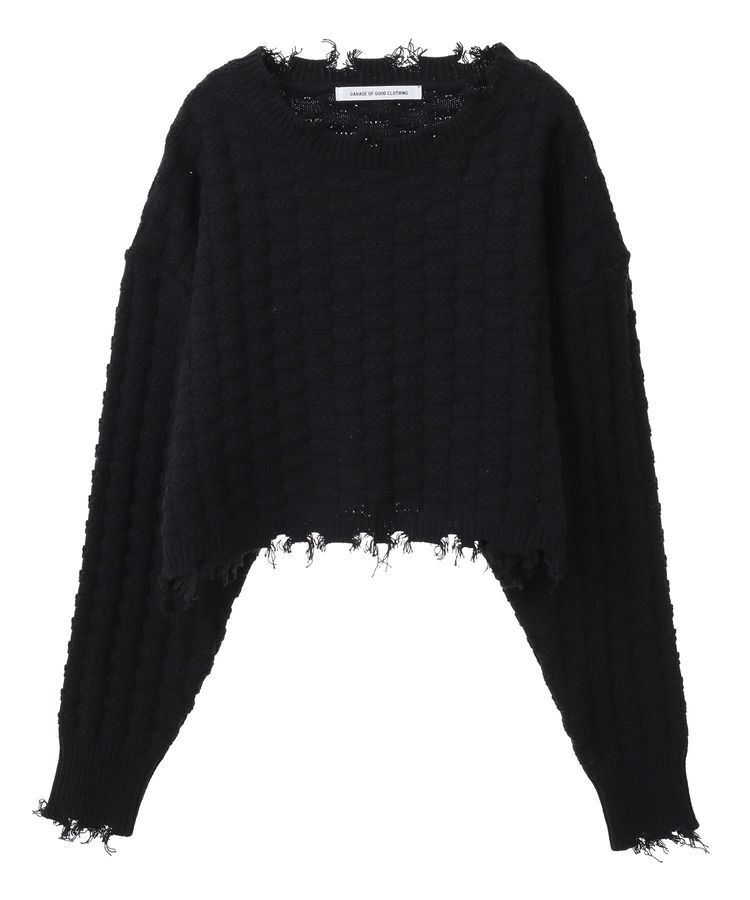 GARAGE OF GOOD CLOTHING「ショート丈ダメージニットプルオーバー」|ニット・セーター|