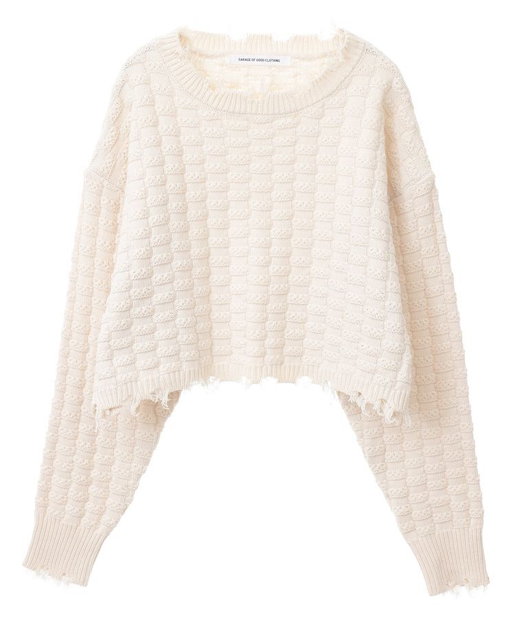GARAGE OF GOOD CLOTHING「ショート丈ダメージニットプルオーバー」|ニット・セーター|