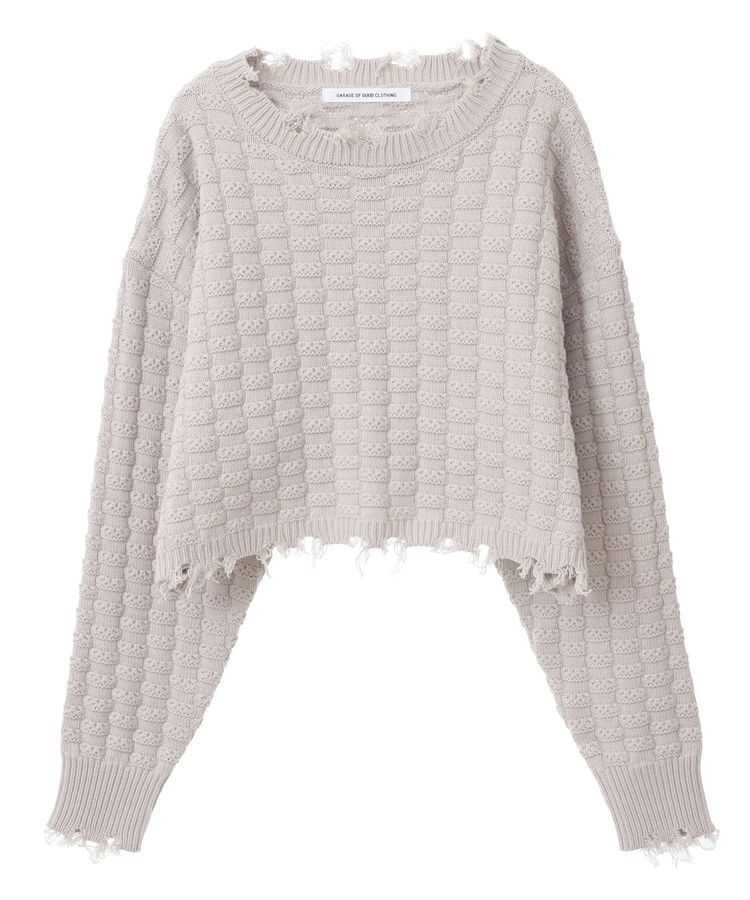 GARAGE OF GOOD CLOTHING「ショート丈ダメージニットプルオーバー」|ニット・セーター|