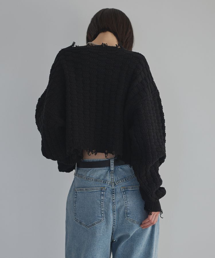 GARAGE OF GOOD CLOTHING「ショート丈ダメージニットプルオーバー」|ニット・セーター|