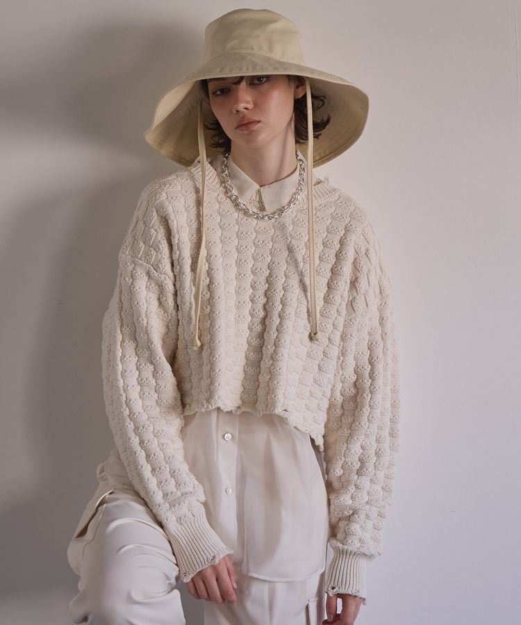 GARAGE OF GOOD CLOTHING「ショート丈ダメージニットプルオーバー」|ニット・セーター|