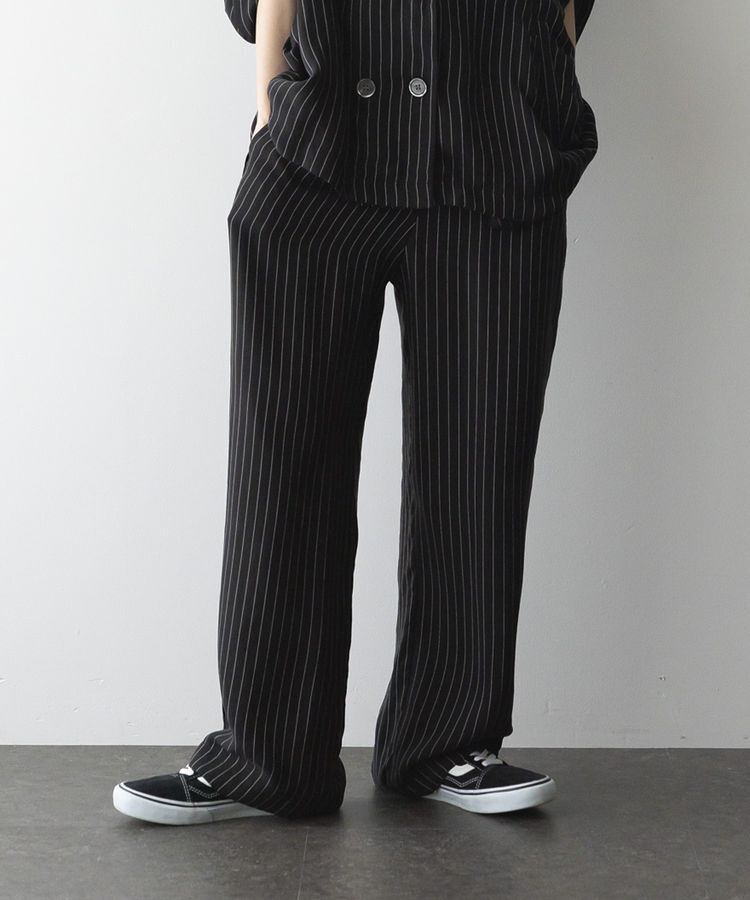 GARAGE OF GOOD CLOTHING「ストライプドロストストレートパンツ」|その他|Black