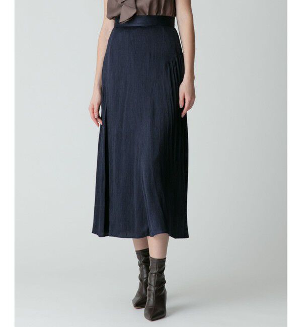 allureville「カッセンデニムサイドギャザースカート」|スカート|ネイビー