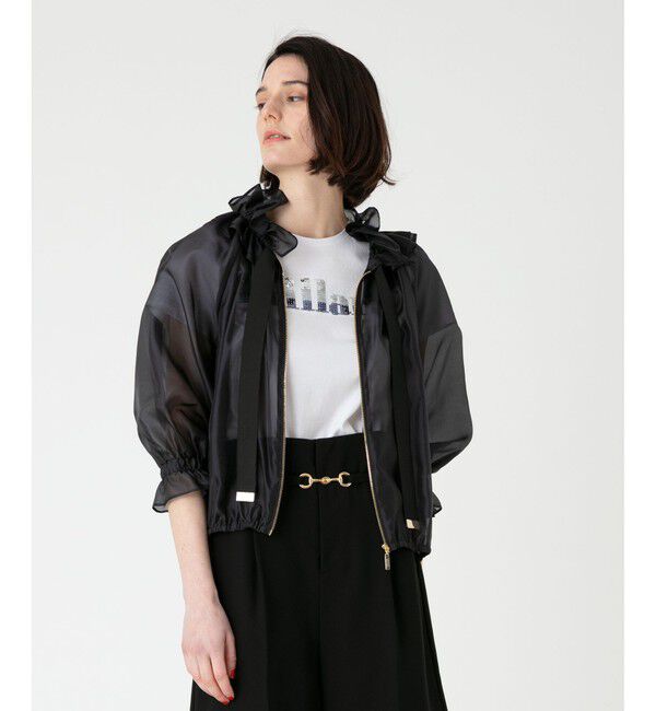 LOULOU WILLOUGHBY「【LOULOU WILLOUGHBY】シルクグローリーブルゾン」|ブルゾン・スタジャン|ブラック