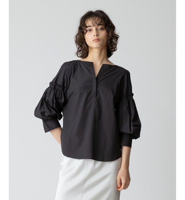 allureville「パフギャザースリーブブラウス」|シャツ・ブラウス|ブラック