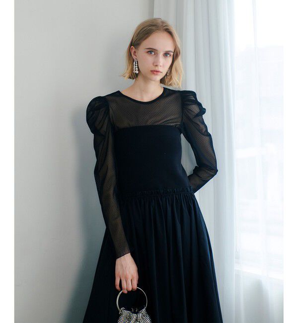 LOULOU WILLOUGHBY「【LOULOU WILLOUGHBY】ドットチュールジコスリーブプルオーバー」|Tシャツ・カットソー|