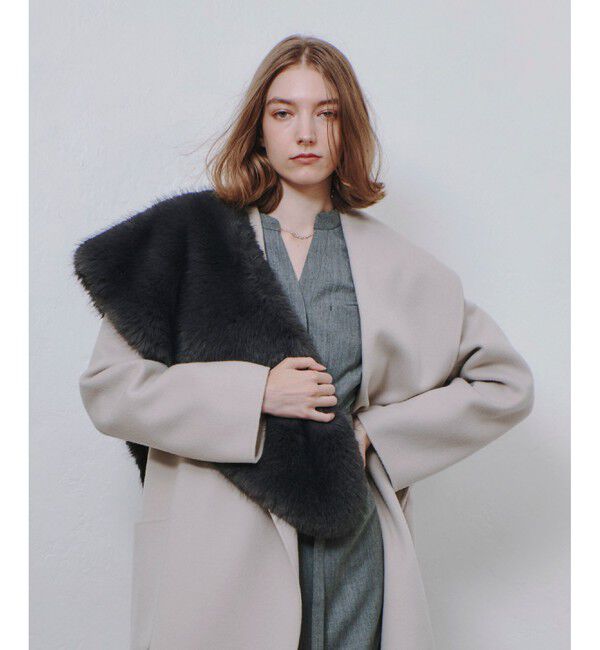 allureville「フェイクフォックス2WAYストール」|ストール|チャコールグレー