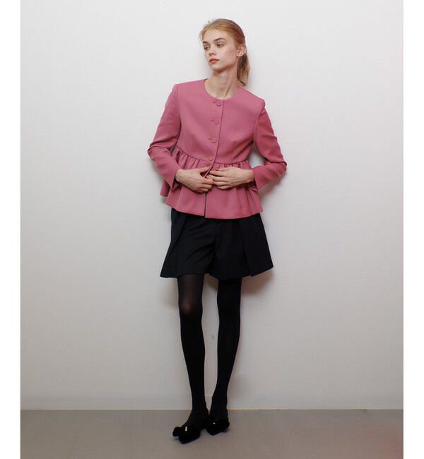 LOULOU WILLOUGHBY「【LOULOU WILLOUGHBY】カルゼペプラムジャケット」|ノーカラージャケット|