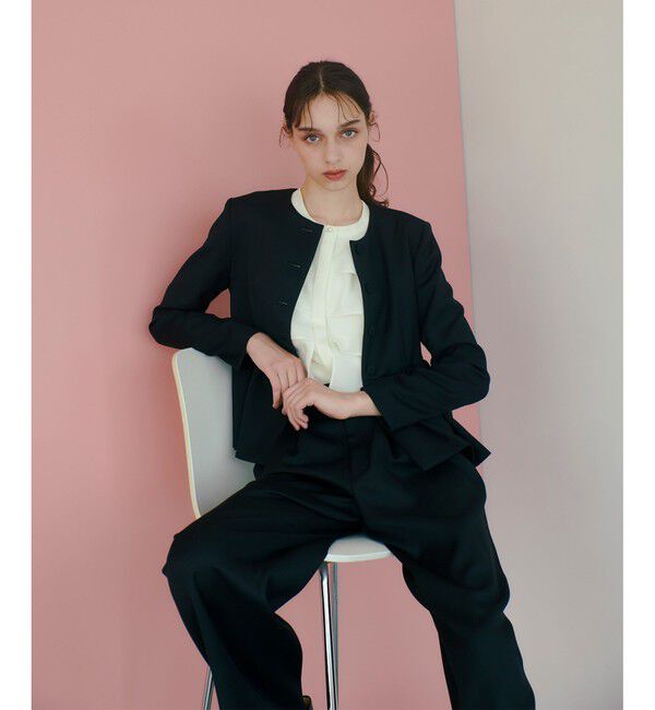 LOULOU WILLOUGHBY「【LOULOU WILLOUGHBY】カルゼペプラムジャケット」|ノーカラージャケット|