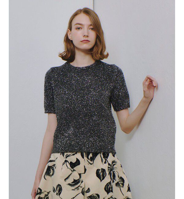 allureville「ショートシャギーラメプルオーバー」|ニット・セーター|ブラック