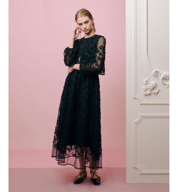 LOULOU WILLOUGHBY「【LOULOU WILLOUGHBY】ドットフラワーシシュウノースリワンピース」|ワンピース|