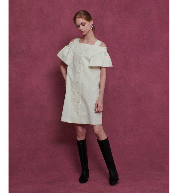 LOULOU WILLOUGHBY「【LOULOU WILLOUGHBY】フラワージャガードミニワンピース」|ワンピース|