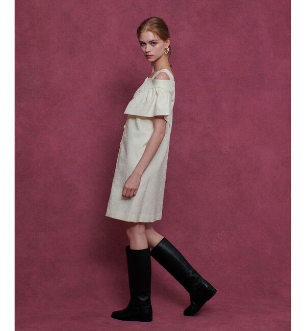 LOULOU WILLOUGHBY「【LOULOU WILLOUGHBY】フラワージャガードミニワンピース」|ワンピース|