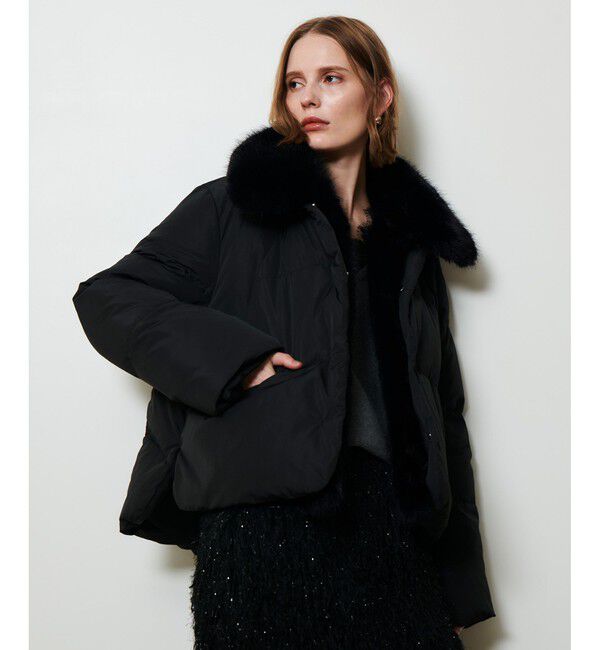 allureville「ファーカラーショートダウンコート」|ダウン|