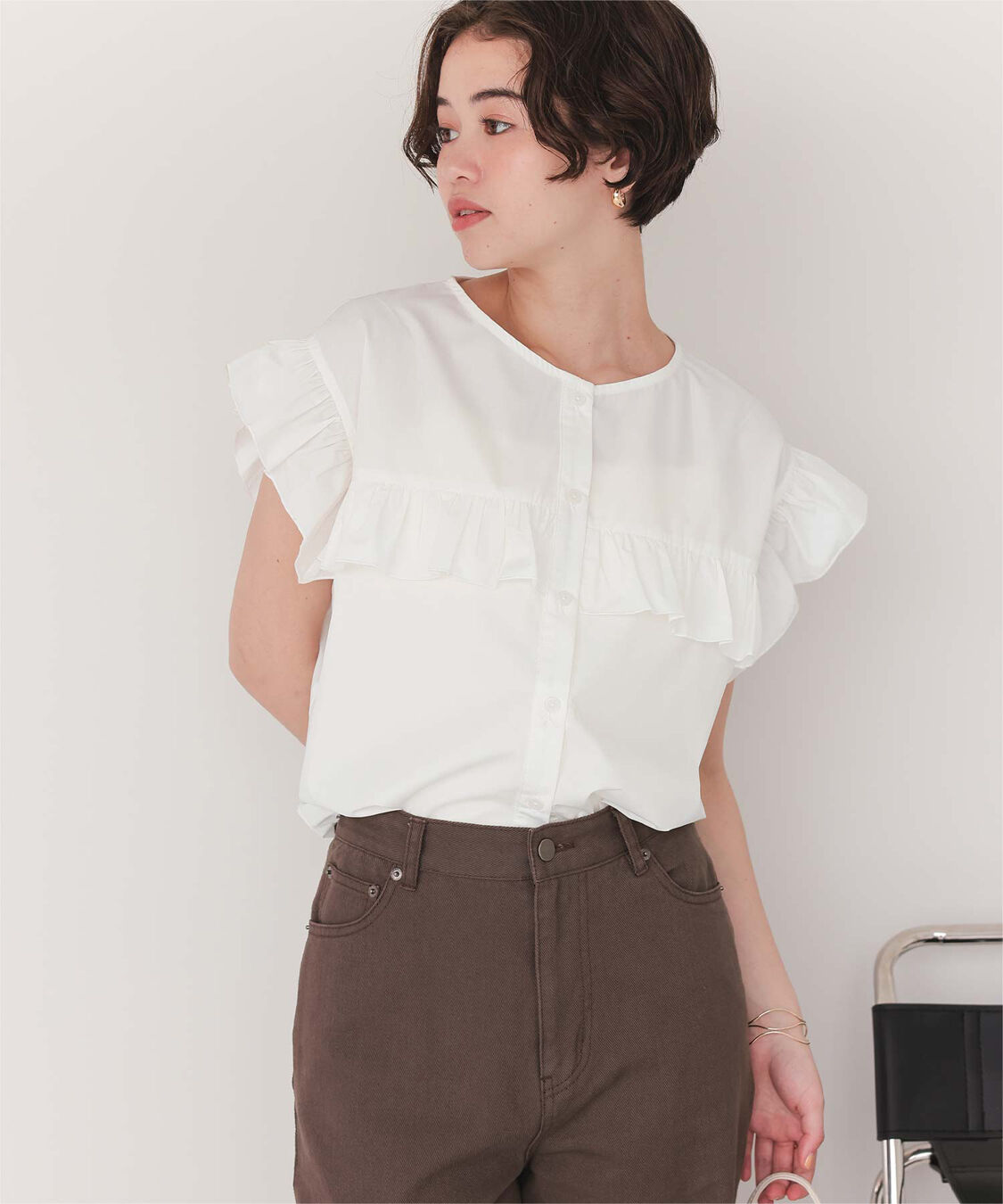 titivate「フレンチスリーブフリルブラウス」|シャツ・ブラウス|