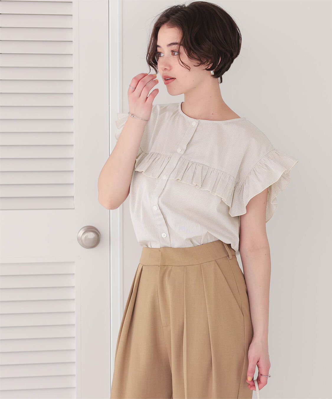 titivate「フレンチスリーブフリルブラウス」|シャツ・ブラウス|