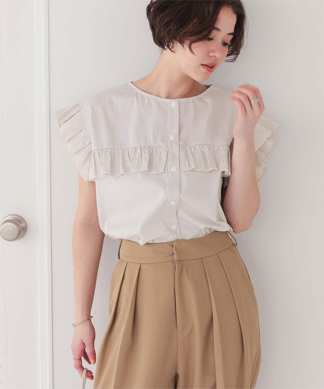 titivate「フレンチスリーブフリルブラウス」|シャツ・ブラウス|