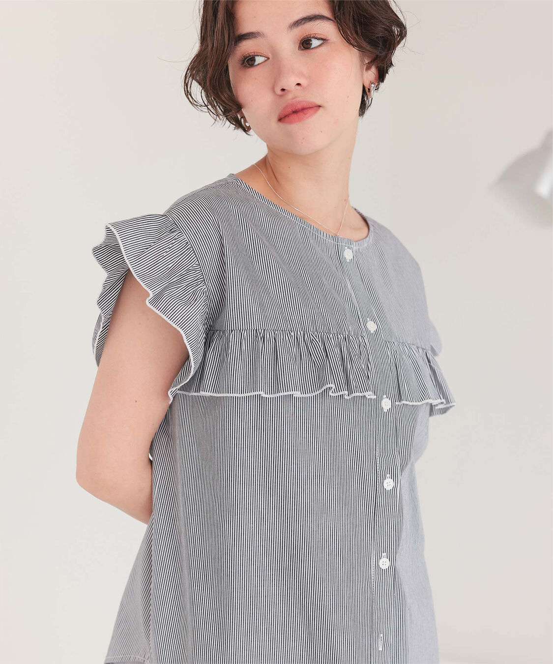 titivate「フレンチスリーブフリルブラウス」|シャツ・ブラウス|