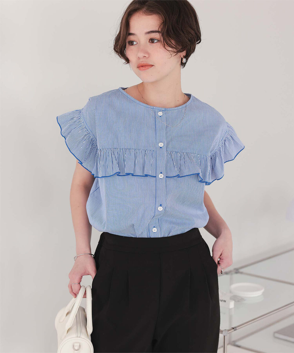 titivate「フレンチスリーブフリルブラウス」|シャツ・ブラウス|