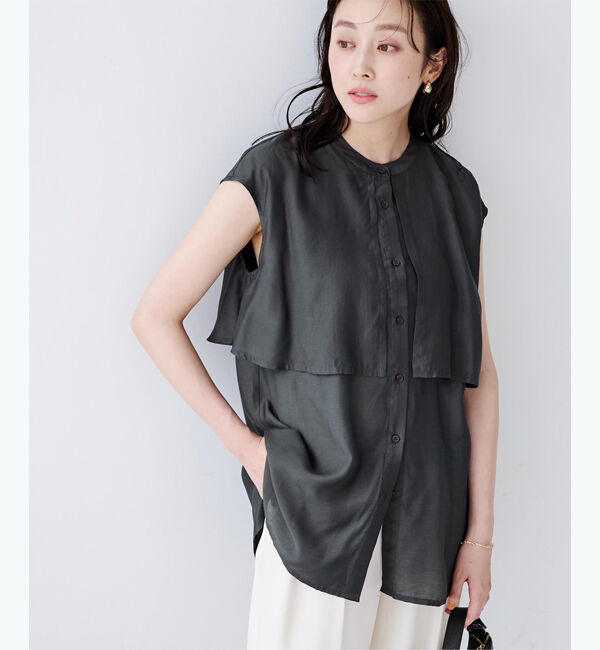 ur's「フライヨークバンドカラーフレンチスリーブシャツ」|シャツ・ブラウス|