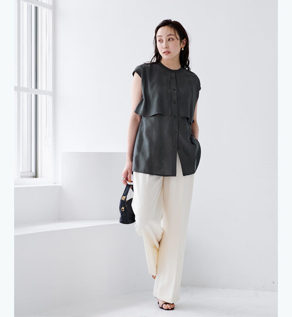 ur's「フライヨークバンドカラーフレンチスリーブシャツ」|シャツ・ブラウス|